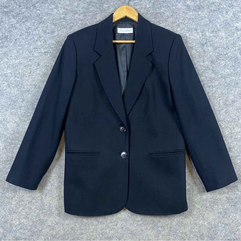 Laura Gayle Vintage 100% Wool Blazer Size 10‎ Black Preppy Career Professional